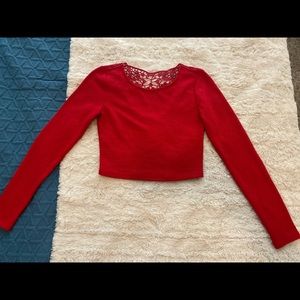 Long Sleeve Crop! Beautiful Red with lace back